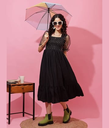 Sheetal associates Women Crepe Solid Fit & Flare Dress ( Black )