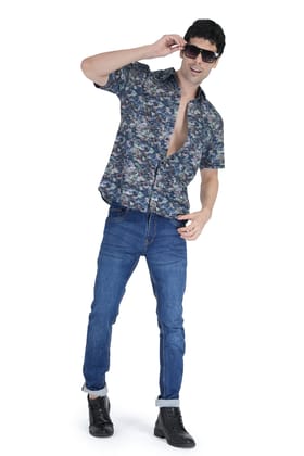 Multi-Colored Slim Fit Spared Collar Cotton Shirt