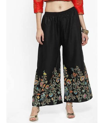 OMAYA Black Rayon Palazzos - Single