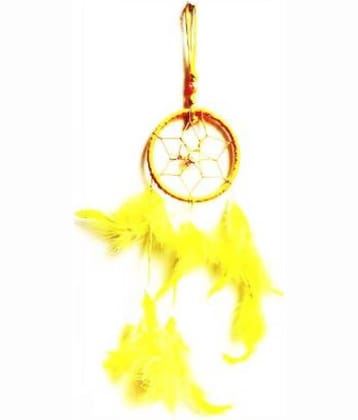 new lucky Feather Yellow Dream Catcher - Pack of 1 ( 10 X 3 cms )