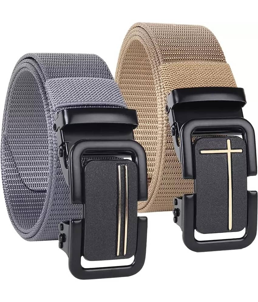 Clock21 - Gray Nylon Men's Casual Belt ( Pack of 2 )