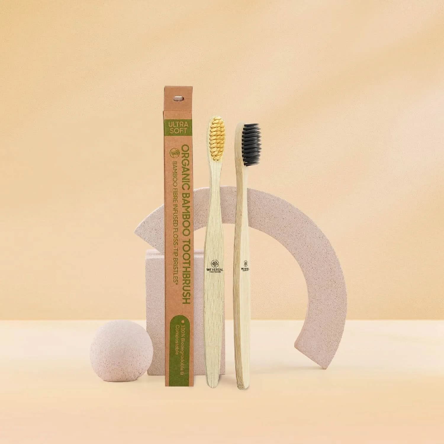 Bamboo Toothbrush Combo || Bamboo Fiber Bristles and Charcoal Bristles-in