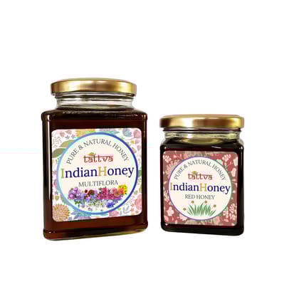 IndianHoney Himalayan Multiflora & Red Honey Combo Pack (500gm & 230gm) Himalayan Multiflora & Red Honey