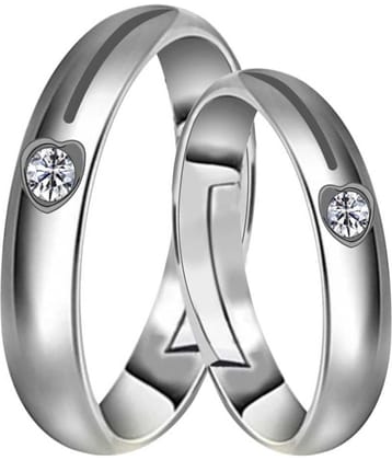 SILVERSHINE Silverplated Elegant Solitaire His And Her Adjustable proposal couple Ring For Men and Women Jewellery