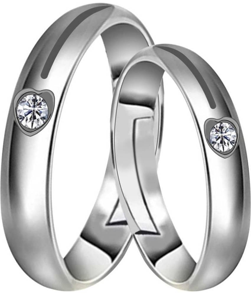 SILVERSHINE Silverplated Elegant Solitaire His And Her Adjustable proposal couple Ring For Men and Women Jewellery