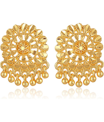 VIVASTRI Golden Stud Earrings ( Pack of 1 )