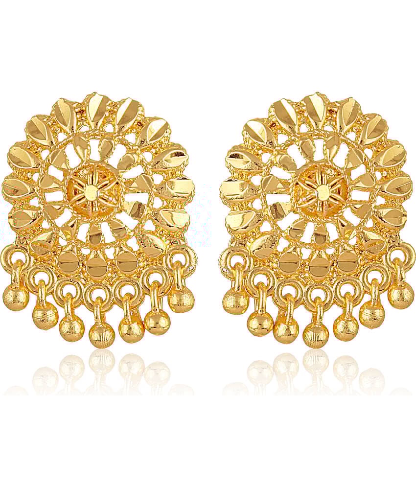 VIVASTRI Golden Stud Earrings ( Pack of 1 )