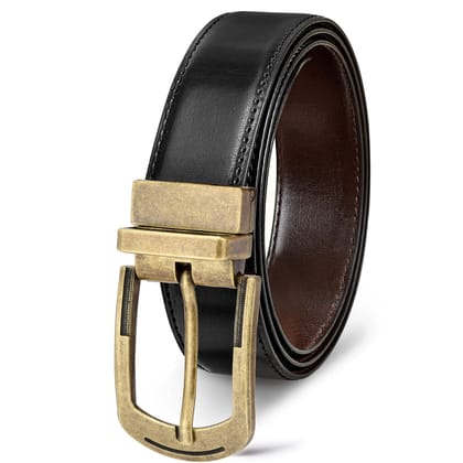 LOREM Black & Brown Reversible PU Leather Belt For Men New BT01-BKL03