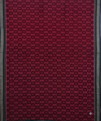 Maroon and black sambalpuri handwoven cotton saree Maroon and black sambalpuri handwoven cotton saree
