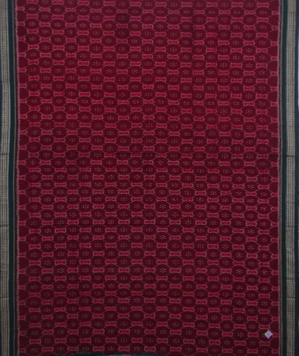 Maroon and black sambalpuri handwoven cotton saree