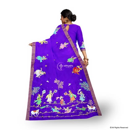 Royal Radha Krishna Pattachitra Saree