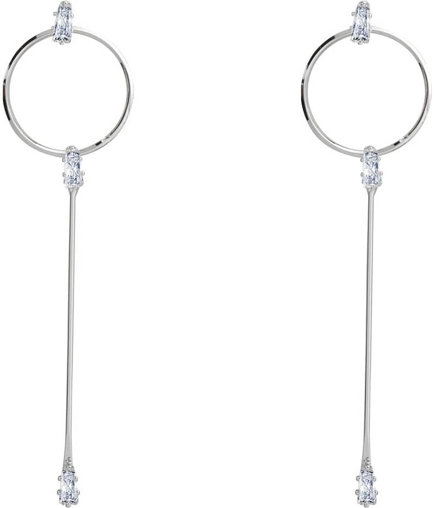 Silver Shine Alluring Silver With Diamond Hanging Drop Earring For Girls And Women