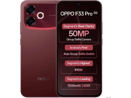 Oppo F33 Pro 5G Smartphone, 8GB RAM, 128GB Storage - Passion Red