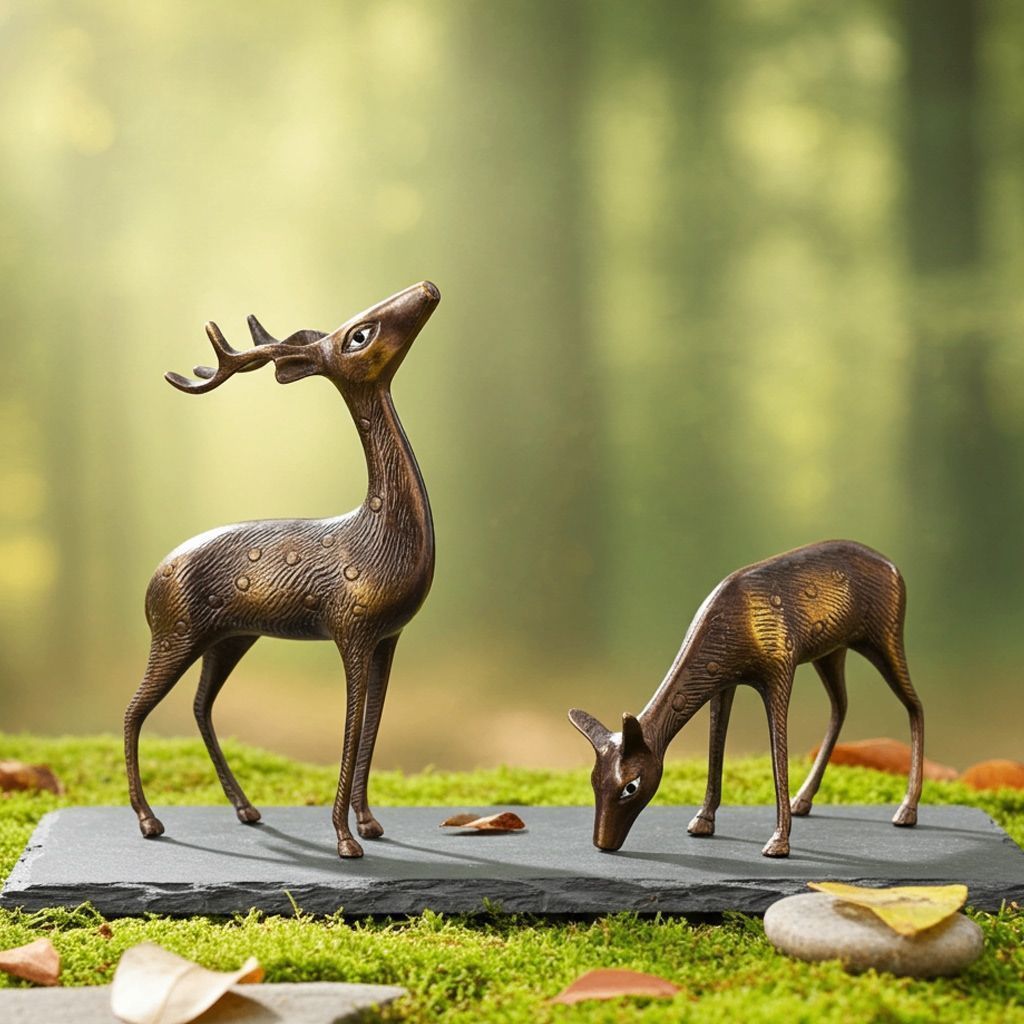 Brass Deer Pair Gift Item for Housewarming & Corporate Gifts, Height : 9.2 Inch (ANMAS110)