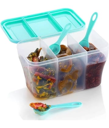 OFFYX - Pickle Container PET Aqua Green Spice Container ( Set of 1 )