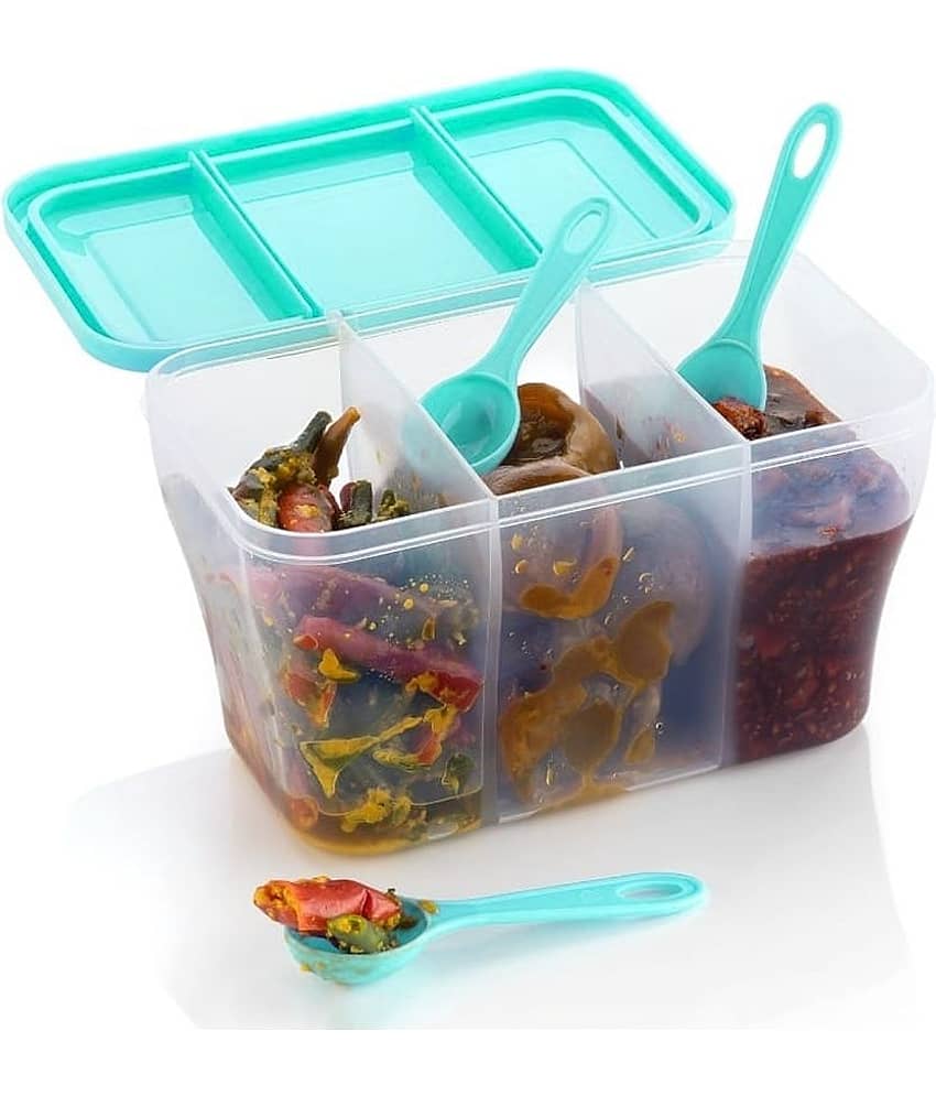 OFFYX - Pickle Container PET Aqua Green Spice Container ( Set of 1 )