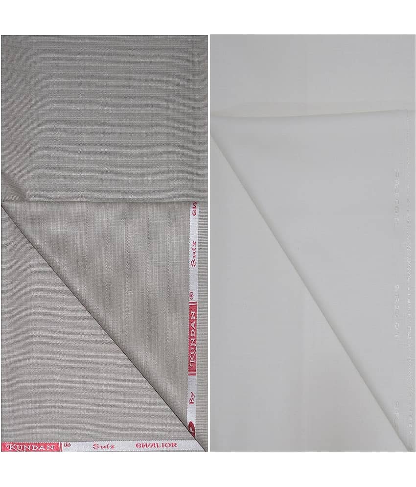 KUNDAN SULZ GWALIOR Grey Cotton Blend Unstitched Shirts & Trousers ( 1 Pant & 1 Shirt Piece )