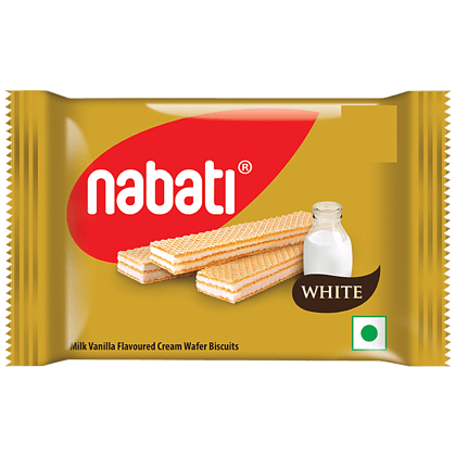 Nabati White Milk Vanilla Flavoured Cream Wafer Biscuits - Crispy, Crunchy, Vitamin A, 30 G