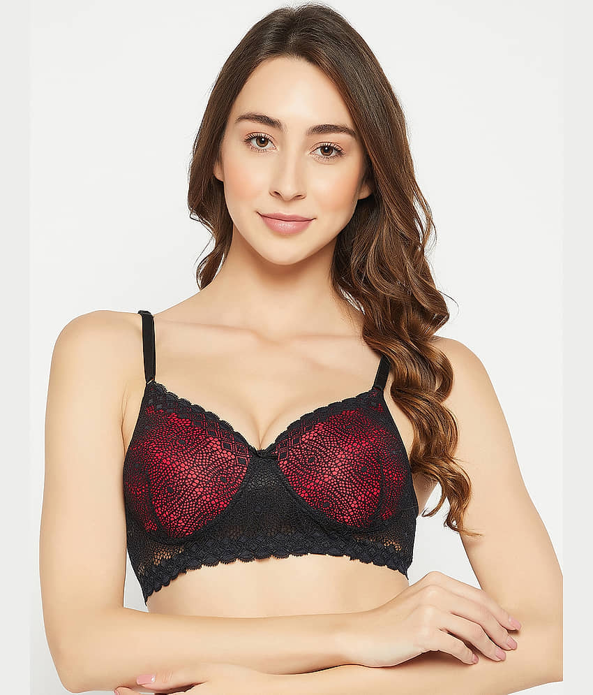 Clovia Lace Lightly Padded Women's Everyday Bra ( Red )