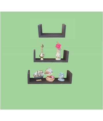 TFS Floating Shelves Brown Wood - Pack of 3
