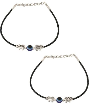 VIRAASI - Black Anklets ( Pack of 1 )