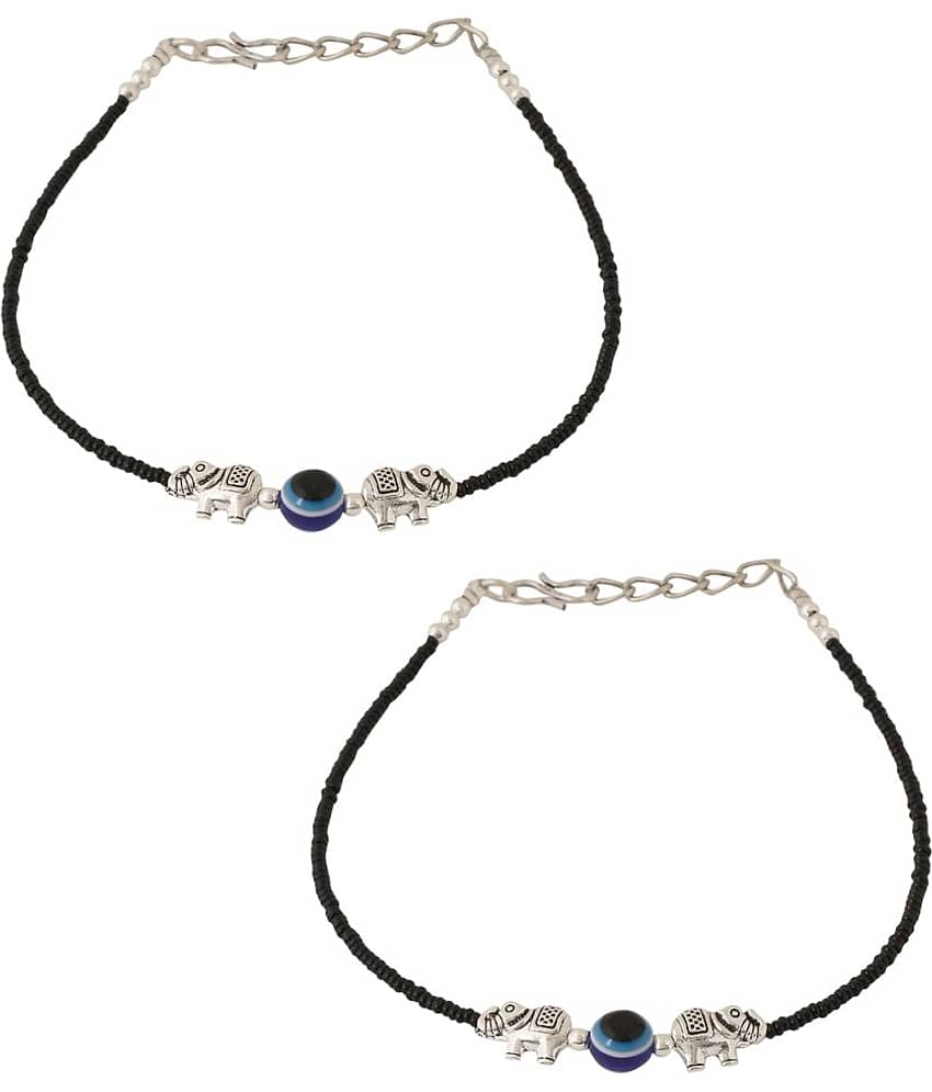 VIRAASI - Black Anklets ( Pack of 1 )