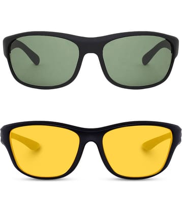 Kanny Devis - Black Rectangular Sunglasses ( Pack of 2 )