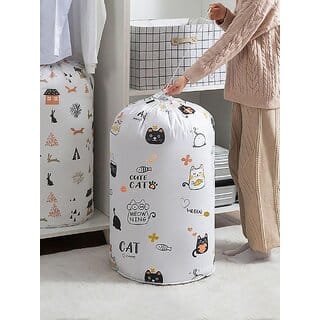 Printed Cylinder Shape Laundry Bag, 50 x 60 cm, Durable and Lightweight Storage Organizer for Clothes