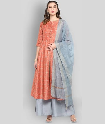 Janasya - Peach A-line Silk Women's Stitched Salwar Suit ( Pack of 1 )