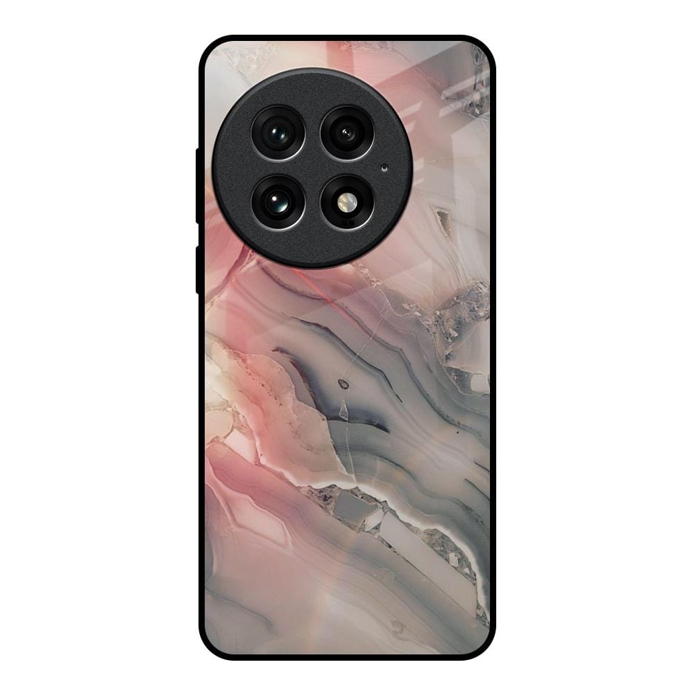Pink And Grey Marble Glass Case For OnePlus 13