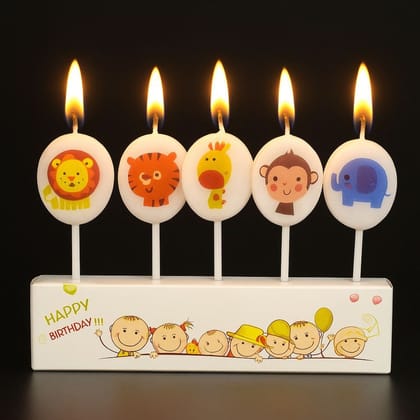 Jungle Animal Theme Birthday Candle - 5PC
