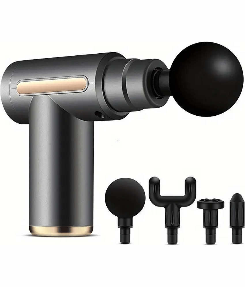 Shopeleven Rechargeable Handheld Percussion Gun Massager Machine for Deep Tissue Muscle Massage Body Relaxation Pain Relief Muscle Relaxation of Neck, Shoulder, Back, Foot (Grey)