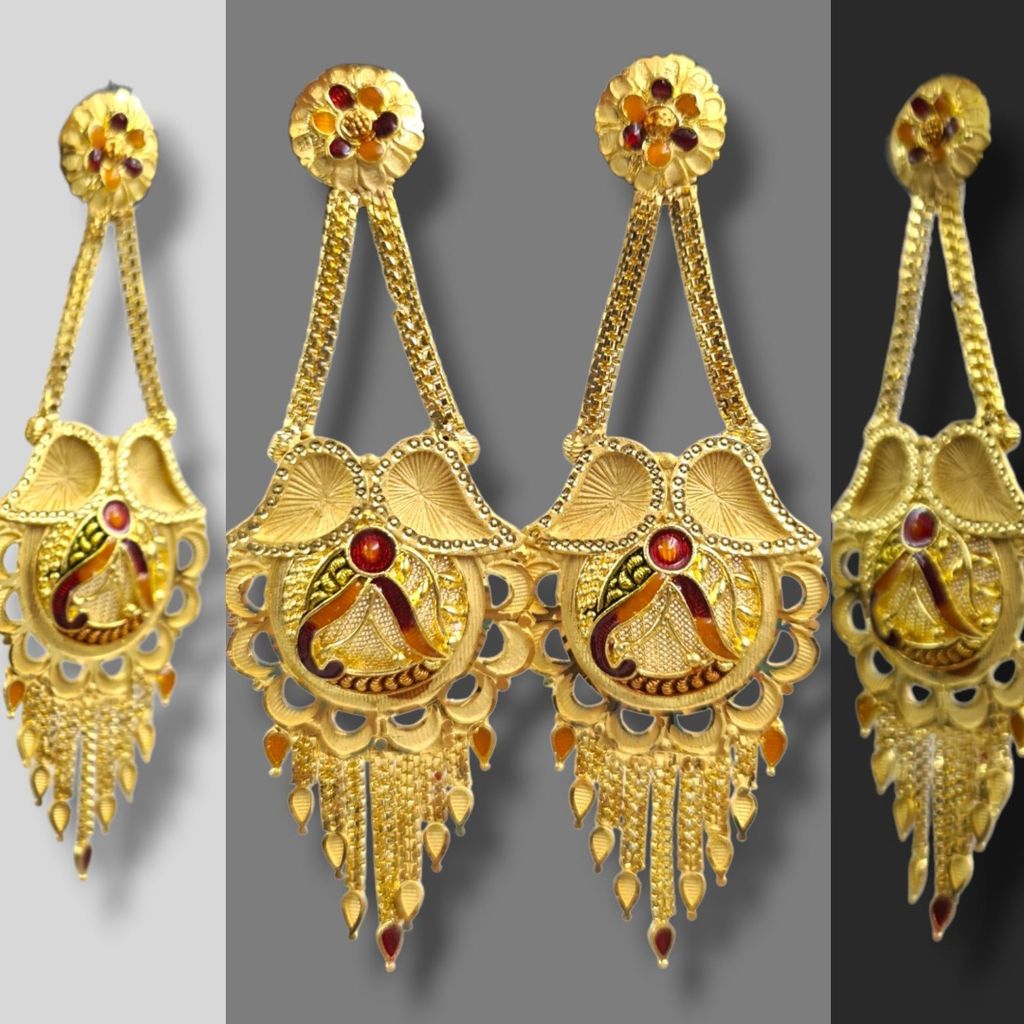 Glamorous Gold Plated Earrings with Sparkling Crystal,22k Gold Plated Earrings with Stunning Crystal Luxury Gold Plated Earrings