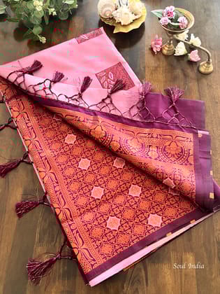 South Silk Saree With Heavy Zari Work- Mauve