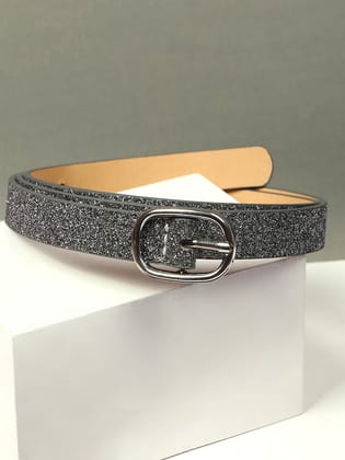Black Textured Shimmer Belt-Belt