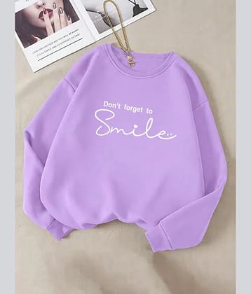 kotty Women Fleece Round Neck Sweatshirt For Light Winters ( Purple )