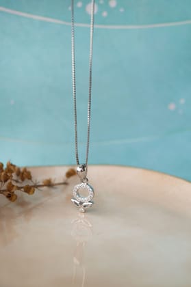 Halo Flower Rose Gold Plated Sterling Silver Pendant-With Chain / Silver