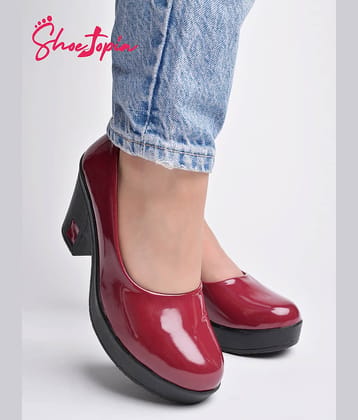 Shoetopia Solid Cherry Pumps For Girls