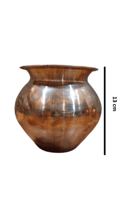 Pure Copper Kalash for Pooja | Traditional Copper Lota for Temple & Home | Premium Quality Water Storage Vessel |Size: X Large