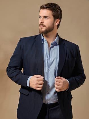 Aldeno Plus Men Blue Formal Shirt (POLAN)-XL