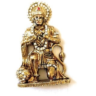 Shree  Hanuman Ji  Sitting idol 24k Gold Plated Stug With American Diamond
