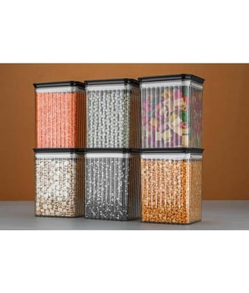 Analog Kitchenware Dal/Grocery/Food Plastic Black Multi-Purpose Container ( Set of 6 )