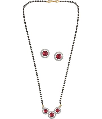 Jewar Mandi - Maroon Mangalsutra Set ( Pack of 1 )