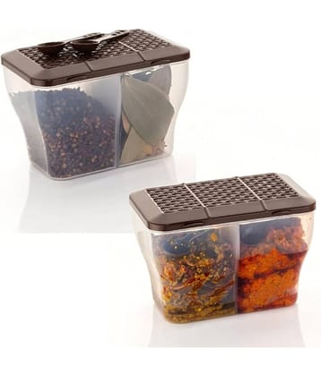 Analog Kitchenware Dal/Masala/Vegetable Plastic Brown Multi-Purpose Container ( Set of 2 )