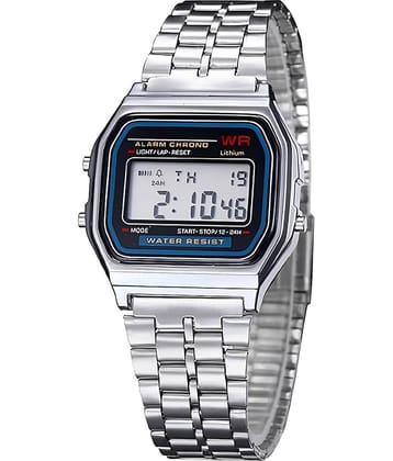 Viser Silver Metal Digital Womens Watch