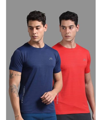 JILZ Pack of 2 Polyester Regular Fit Men's T-Shirt ( Multicolor )