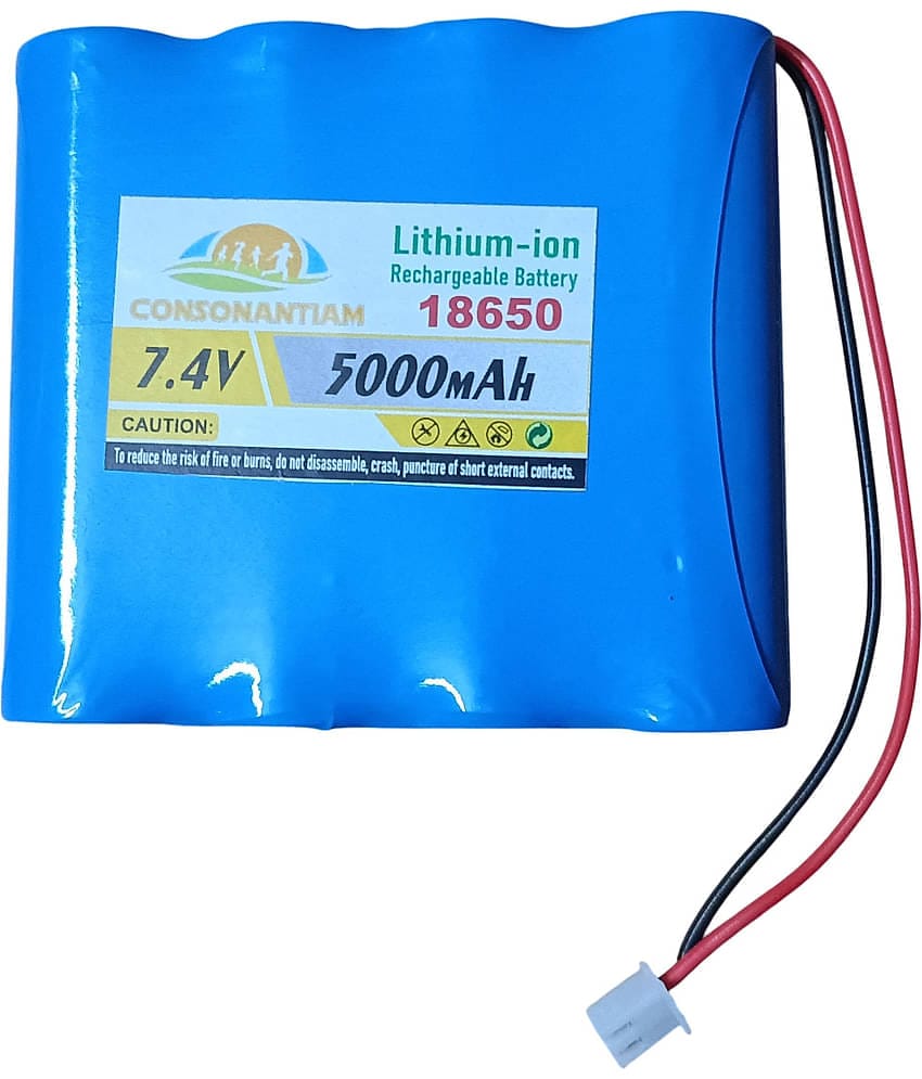 CONSONANTIAM 7.2 Volt, 7.4 Volt Battery Pack 5000 mAH Full Capacity 18650 Lithium Ion Rechargeable Battery Pack Use in Multipurpose Devices. (Security with BMS Card Inbuilt)