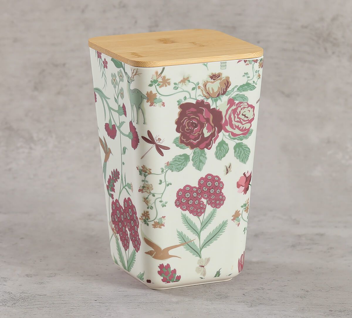 India Circus Grey Floral Galore Medium Bamboo Jar