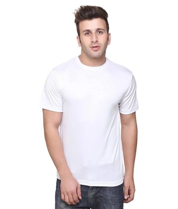 Funky Guys Polyester Slim Fit Solid Half Sleeves Mens Round T-Shirt - White ( Pack of 1 ) - L