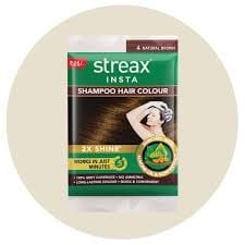 Streax Insta Shampoo Hair Colour 4 Natural  Brown Pouch 9 Ml